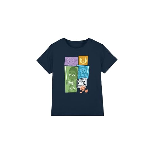 Young Jedi Adventures Star Wars Blocks Unisex Kids T Shirt, Navy, 3-4 Years