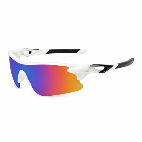 Image of Oversized Sports Goggles for Men & Women UV400 Protection Non Polarized Cycling Running Cricket Driving Fishing Outdoor Lightweight Wraparound Design Clear Vision Eyewear. (White)