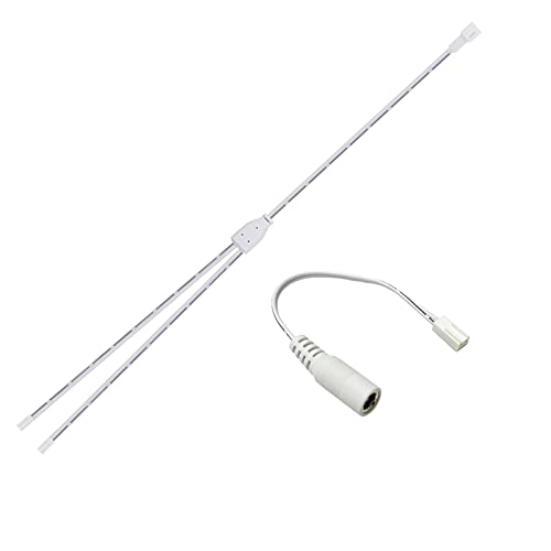 Litever DC5521-L822 Connector Adapter and Y-shape 2-Way Power Splitter,white, 22 awg cable, Designed...