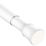 Extendable Curtain Pole Telescopic Spring Tension Rod Heavy Duty Room Divider No Drilling Curtain Rod Adjustable Pole for Wardrobe Window,Shower,Bedroom,Doorway, 69-90 cm (27.2-35.4"), White