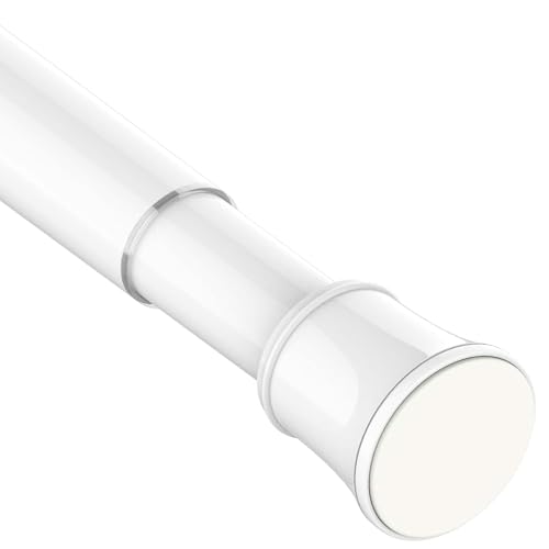 Extendable Curtain Pole Telescopic Spring Tension Rod Heavy Duty Room Divider No Drilling Curtain Rod Adjustable Pole for Wardrobe Window Shower Bedroom Doorway 69-90 cm (27.2-35.4) White
