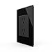 LIVOLO Black Duplex Receptacle 15A Standard Decorative Electrical Wall Outlet with Tempered Glass Panel,AC 110~220V, US Standard Wall Powerpoints Without Plug, VL-C5C2US-12