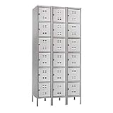Safco 5527GR Three-Column Box Locker, 36w x 18d x 78h, Two-Tone Gray