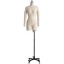 Female Sewing Mannequin with Arms, Woman Dress Form Tailor Dressmakers Dummy Plus Size Mannequin Torso Stand on Wheels for Sewing Clothes, White-S