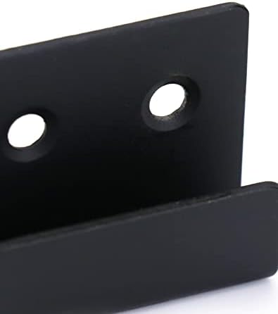 QWORK 8 Pack Ceramic Tile Display Bracket, Stainless Steel Heavy Duty Wall Hooks Mirror Hooks Glass Wood Sample Display Hooks with Screws, 11mm Inner Width, Black