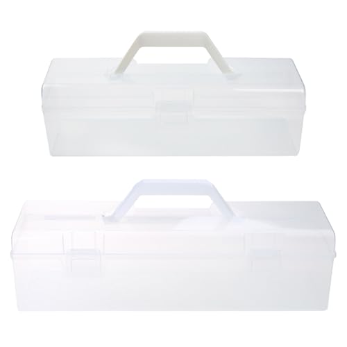 Clear Plastic Storage Box with Handle - Organiser Case for Tools, Art Supplies & Accessories | Stackable Tool Box with Secure Lid | DIY, Craft & Workshop Storage Container (Medium/Large) - Image 2