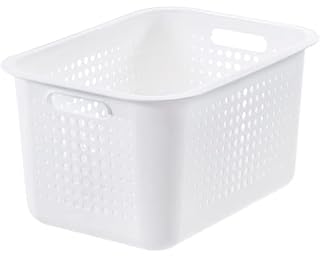 SmartStore 13L Recycled Plastic Storage Basket with handles - White - Sustainable, Stackable and Nestable - 10 Year Guarantee - Medium basket - L37 x W28 x H20 cm
