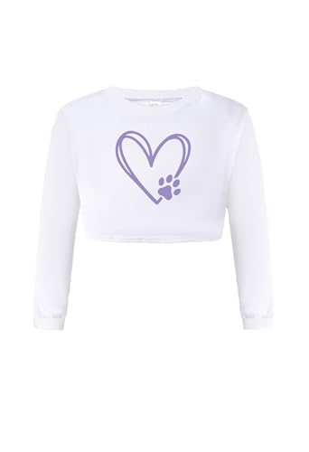 Image of SANGTREE Girls' Clothing Sets Crop Top & Cargo Jogger Pants 2 Piece Outfit, White+purple camouflage, 6-7Y = Tag 130