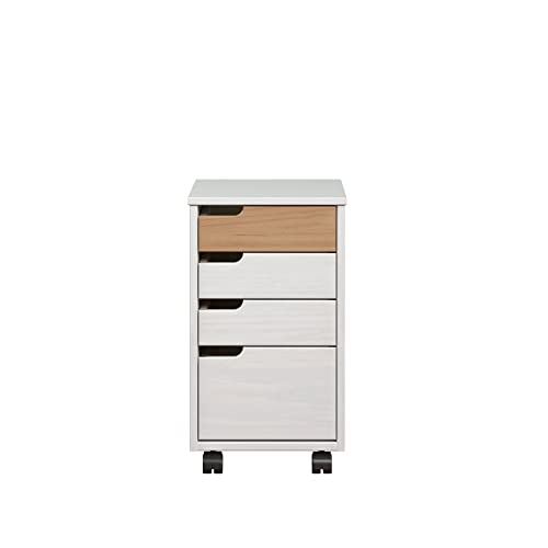 Inter-Furn 204452120 Rollcontainer, Kiefer Weiß/Honig, 32 x 56 x 38 cm
