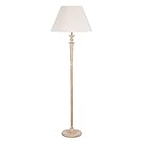 Lámpara de pie tallada torneada de madera y tela natural de Ø 50x157 cm - LOLAhome