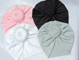 Kit 05 Turbante Touca Bebe infantil Recém Nascido Kids Fechado Nó Conforto Moda