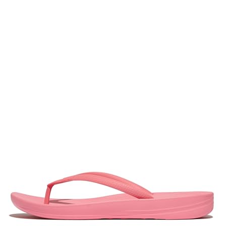 Image of FitFlop Womens iQushion Rubber Flip-Flops with Contoured Footbed for Walking, Lightweight Ergonomic Flip Flop Sandals with Arch Support and Foot Impact Pillows