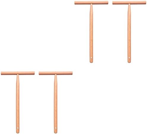 BESTonZON 4 pcs Wooden Shape Home Utensil Kitchen and Bakery Rakes Tool Tortilla Maker T Diy Omelett Batter T- Making Pancake Baking Bar Dough Restaurant for Stick Fried Log Beechwood Crepe