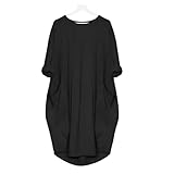 wyyfcbd vestito donne casual abito sciolto con moda tascabile donna solido femmina o collo top lungo camicia streetwear plus size-nero-xxxl