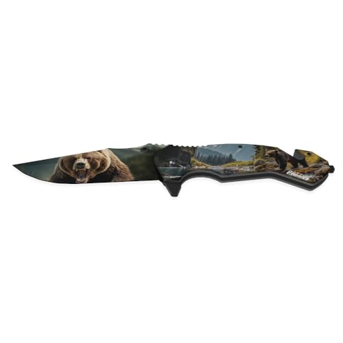 Battle Buddy Knives Outdoorsmen Pocket Knife - Outdoor Knives, Wildlife Pocket Knife, Digital Printing On Blade - Hunting Accessories For Men - Cool Folding Knife With Pocket Clip - 420 Stainless Steel Blade - Unique Designs for Outdoorsmen & Collectors