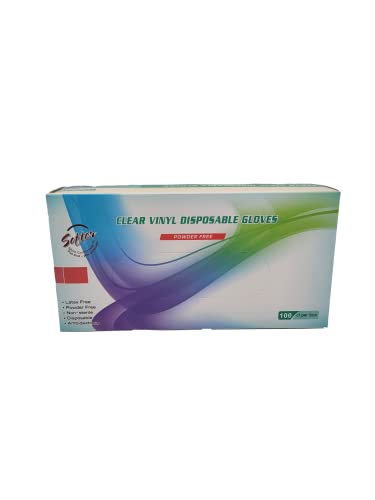 URBAN SOMBRERO Disposable Vinyl Gloves | Box of 100 | Multipurpose | Food Handling Use | Powder Free | Clear (1, Large)