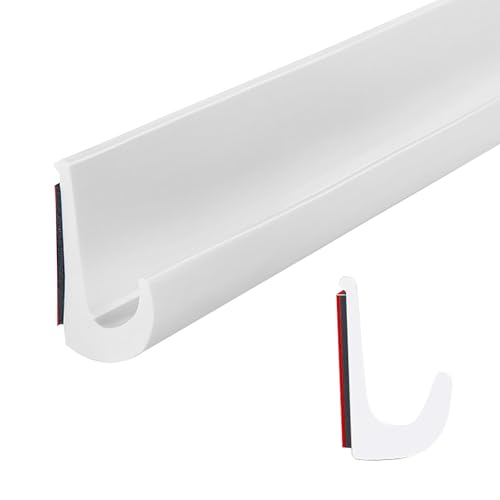 J-Shape RV Rain Gutter, 5m Rain Gutter Self Adhesive, Roof Edge Protection Profile, TPE Rain Gutters for Vehicle, Truck, Motorhome, Boat, Car, Van, Door, Roof Rain Diversion Strip (White)