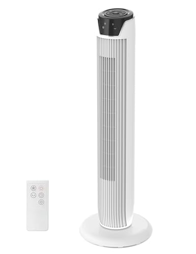 Midea Blanc Ventilateurs colonne avec Télécommande, Oscillation Silencieuse, Ventilateur Puissant, Affichage LED, 3 Modes, Minuterie 7 Heures, Design...