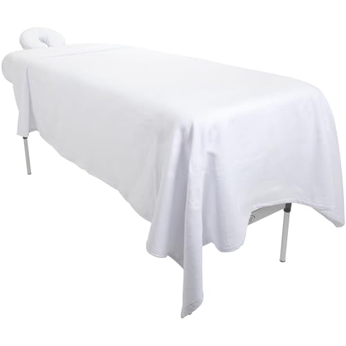 ForPro Luxury TerrySoft 3-Piece Massage Sheet Set, White, Ultra-Soft, Stain and Wrinkle-Resistant, Includes Flat and Fitted Sheets and Face Rest Cover by ForPro Professional Collection - Used condition - Image 3