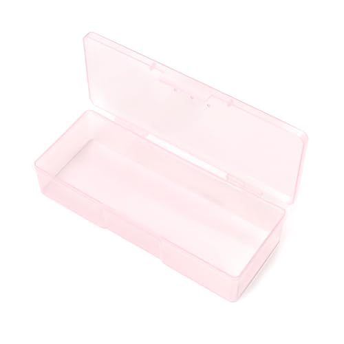 2 Pcs Transparent Nail Art Tool Organizer Empty Plastic Storage Box for Manicure & Pedicure Kits Multifunctional Rectangular Nail Supply Case (Pink White)2