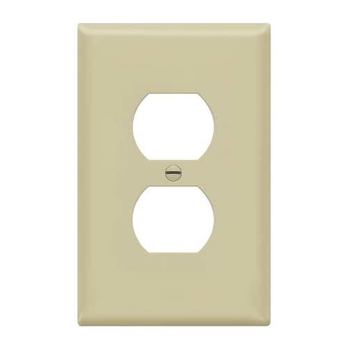 Image of ENERLITES Duplex Receptacle Outlet Wall Plate, Midway Size 1-Gang 4.88 inch x 3.11 inch, Unbreakable Polycarbonate Thermoplastic, 8821M-I, Ivory
