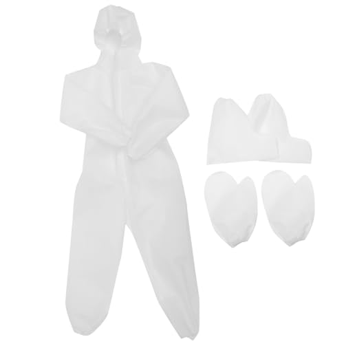 VALICLUD Disposable Protective Coverall with Hood Zipper Front Breathable Kids One-Piece Nonwoven Garment Protector for Outdoor Indoor Use Xl Includes Glove Shoe Covers