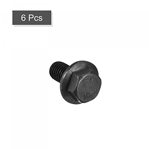 Image of uxcell Metric M10x20mm Hex Flange Bolts, 6pcs 10.9 Grade Carbon Steel Hexagon Head Screws