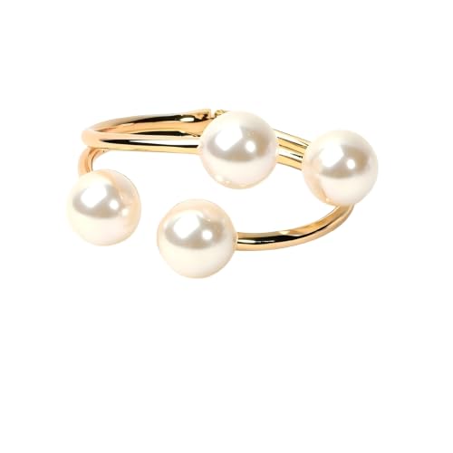 Generic Four-Pearl Hinged Gold Cuff