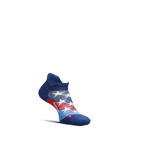 Feetures Elite Light Cushion No Show Tab Ankle Socks - Sport Sock with Targeted Compression - 2023 USA, L (1 Pair)