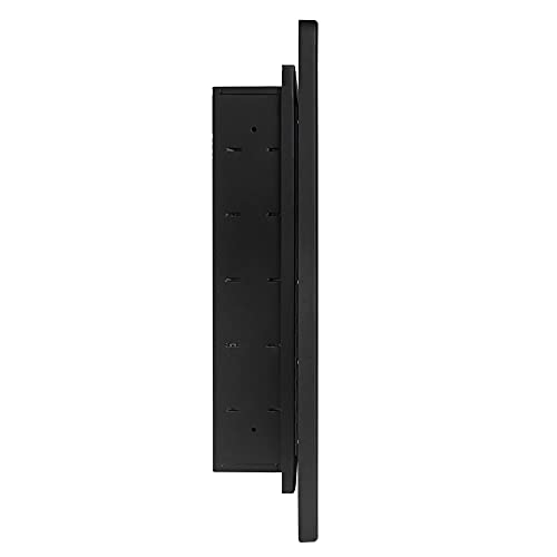 Image of TEHOME Farmhouse Black Metal Framed Recessed Bathroom Medicine Cabinet with Beveled Mirror Rounded Rectangle Bathroom Medicine Cabinet 16x24 inch