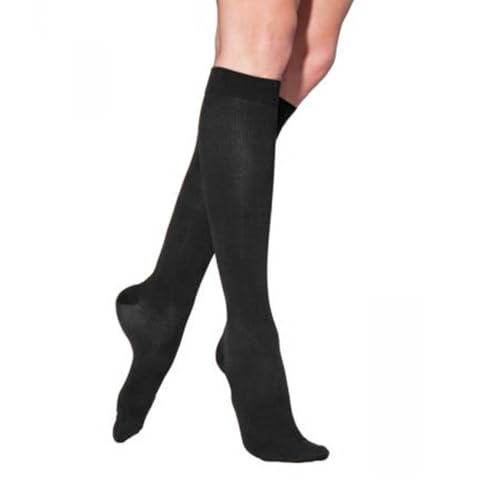 Image of SIGVARIS COTTON 230 Women's Closed Toe Grip Top Calf Compression Socks 30-40mmHg
