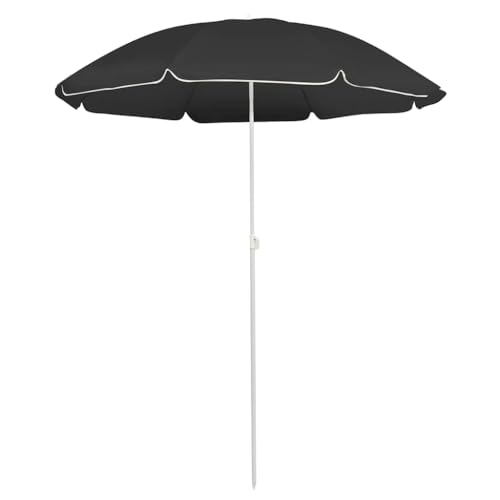 Parasol mât en acier et toile anthracite 180 cm haute résistance