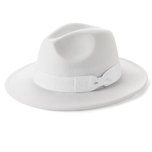 Image of BABEYOND 1920s Fedora Hat for Men Gatsby Wide Brim Fedora Hat Felt Panama Cap with Band for Women Men