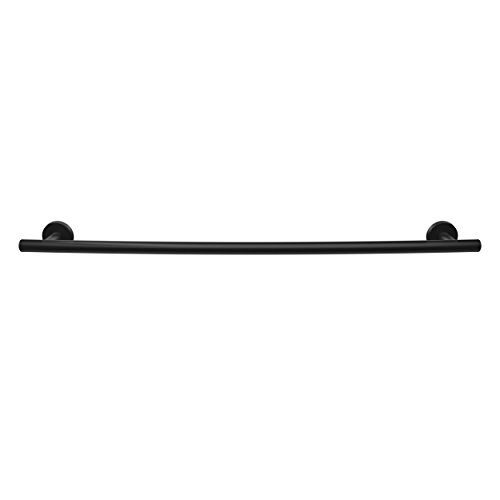 Image of Amerock Arrondi 24 inch Matte Black Towel Bar | Decorative bathroom hardware in durable Stainless Steel construction; mounting hardware included for easy installation