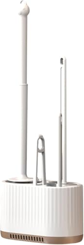 Image of 4 In 1 Toilet Cleaning Brush And Holder Set For Bathroom, Soft Silicone Bristle Toilet Brush, Removable Water Drawer, Ergonomic Long-Handled Toilet Brush (4 In 1 Brush), White