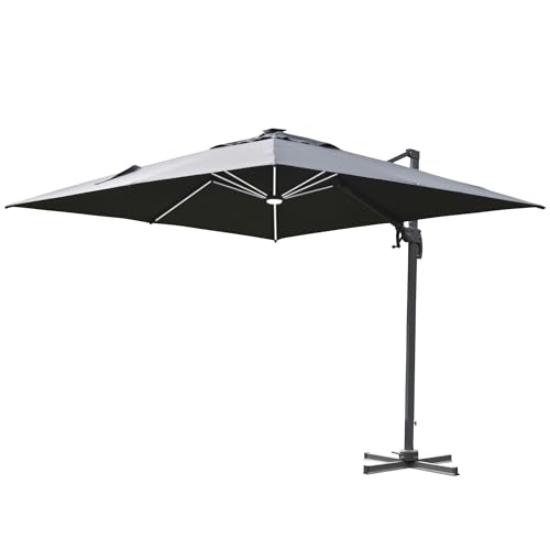 Outsunny Sonnenschirm 3x3m Ampelschirm Alu Roma Schirm mit...