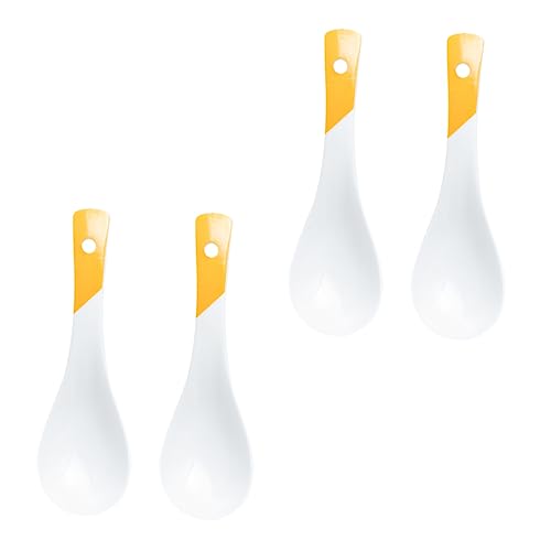 FUNOMOCYA 4pcs Ceramic Spoon Honey Spoons Chinese Spoons Fruit Spoon Soup Spoon Creative Eating Spoon Seasoning Spoons Asian Noodles Ramen Porridge Spoon Dessert Spoon Rice Ceramics White