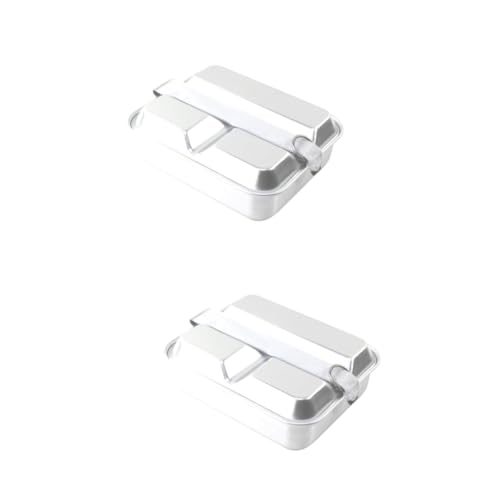 Alipis 2 Piezas Utensilios De Cocina Para Exteriores Equipo Fiambrera Compartimentada Vajilla Utensilios De Cocina De Acero Inoxidable Camión Estaño Sartenes Acero Inoxidable 202 Silver