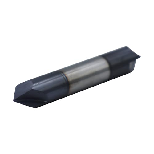 Image of 3 /8in Solid Carbide End Mill, Chamfer Mill-Double End,2 Flute,90 Chamfer Angle,AlTiN Coated Bits Tool for Medium Hardness Steel, Brass, Iron