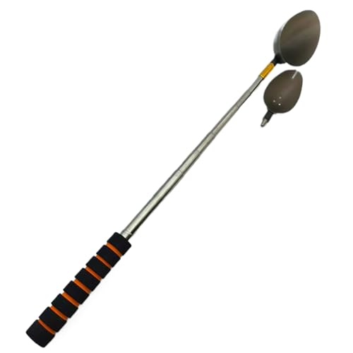 Cuchara Lanzadora De Cebo De - Cucharilla Telescópica De Acero Inoxidable Con 2 Cabezas Desmontables | Mango Retráctil 19-76cm Para Lanzamiento De Larga Distancia | Anti-Rotación, Agarre De Espu