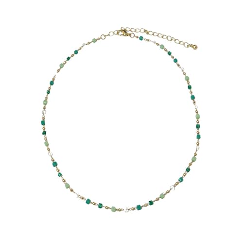 Collier bohème avec perles d'été vertes et cristaux cubiques pour filles et femmes, Accessoire...