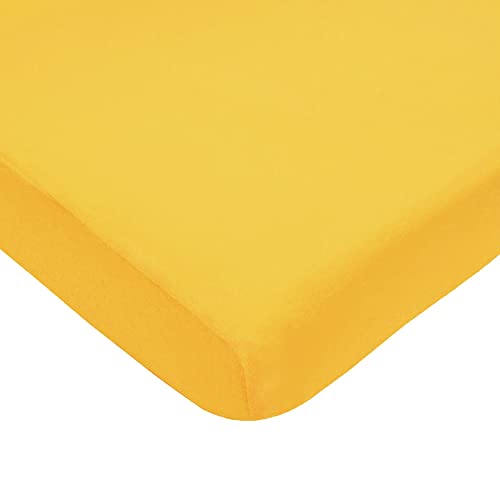 Image of American Baby Company 100% Natural Cotton Fitted Pack and Play Sheet 39 inch x 27 inch - Soft & Breathable Pack N Play Sheet for Playpen, Playard & Mini Crib Mattress, Yellow, for Boys & Girls