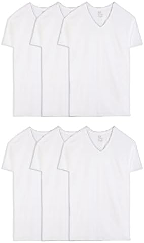 Fruit of The Loom Men's V-Neck Undershirts, Moisture Wicking & Tag Free, Also Available in Tall Sizes