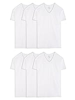 Fruit of the Loom Herren Unterhemd mit V-Ausschnitt, Feuchtigkeitsableitend und Ohne Etikett, Größen Erhältlich Unterwäsche, Tall Man – Weiß – 6er-Pack, XX-Large