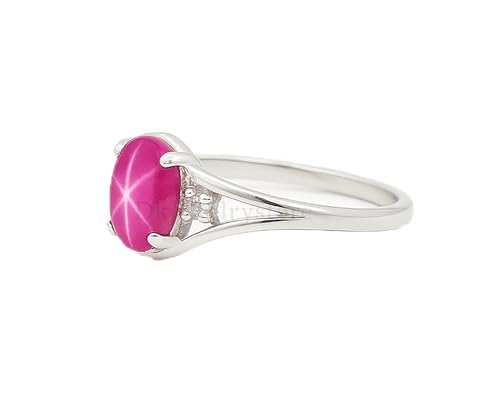Sterling Silver Star Sapphire Ring, Oval Lab Created Gemstone, Promise Ring with Cz Diamonds, Blue And Pink Star Sapphire Ring3