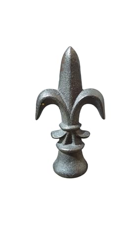 Image of Cast Iron Fence Finials, Multiple Decorative Styles & Sizes, 1 /2 inch to 1 inch Inch Square and Round Spears, Fleur de Lis Design (1 /2 inch Banana SQ, 5)