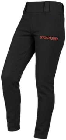 STOCKODEA Women Motorcycle Pants-Upgraded Protective Riding Leggings with CE Armor Pads-Short Leg-Waist 28"-30"-(Medium) Black