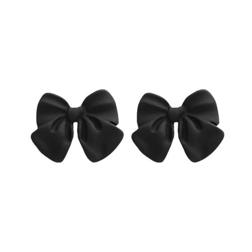 Black Clip On Earrings for Women Bow Tie Earrings Non Piercing Jewelry