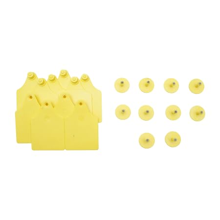 10 Marchi Auricolari Per Bovini Set Marchi Auricolari In Plastica Per Bestiame gialle 64x95mm per mucche Breckner Germany