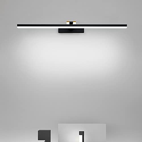 Wandlampe 60cm LED Spiegellampen Schwarz Spiegelleuchte Bad 180° Drehung Wandleuchte für Bad IP44 6500K Kaltes Weiß Badleuchte Aluminium Cover